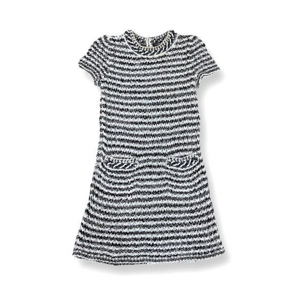 CHANEL Dresses & Skirts - Chanel crochet plastic chain trim black white dress size 38